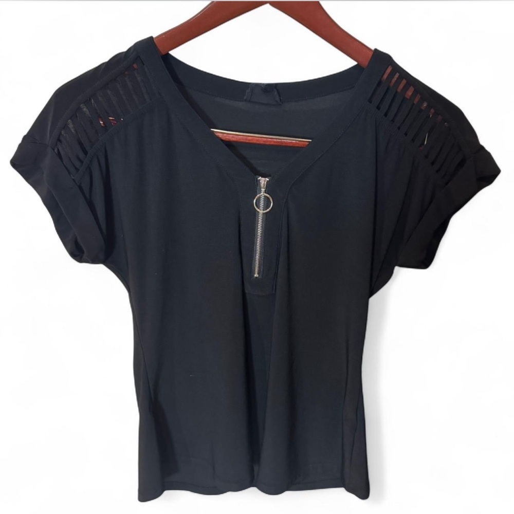 Workshop Republic Clothing Black Zipper Blouse - Picture 4 of 5
